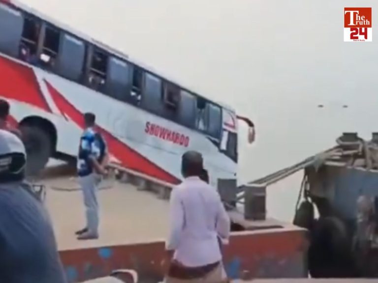 bus falls in river ferry viral video bangladesh