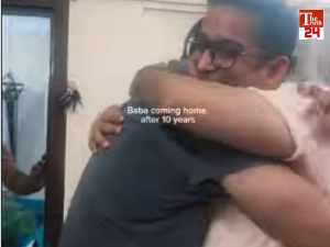 man comes home from outside in india 10 year gap between him and afan=mily
