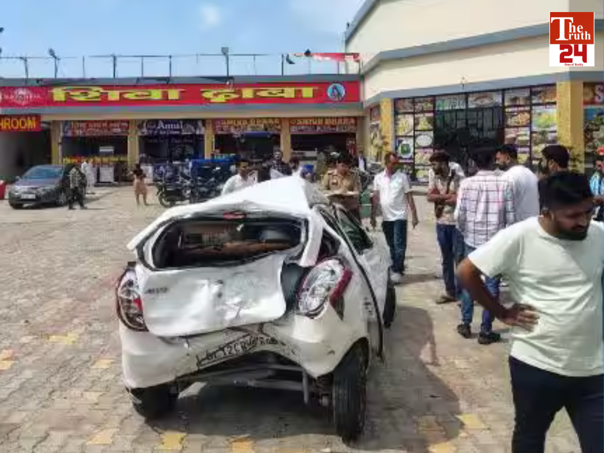 nh9 babugarh hapur road accident women died footage in dhaba cctv