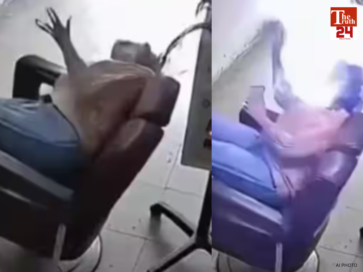 electric shock during hair treatment to woman beauty parlour viral video