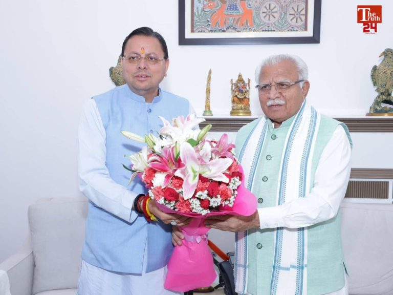 pushkar singh dhami meets Manohar lal khattar