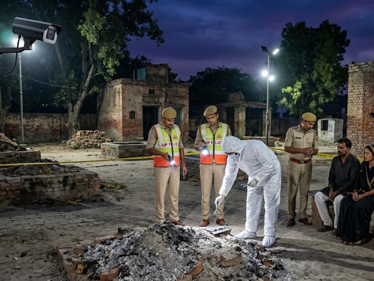 hapur cremation theft suspects stole bones from pyre suspicious activity caught in cctv footage