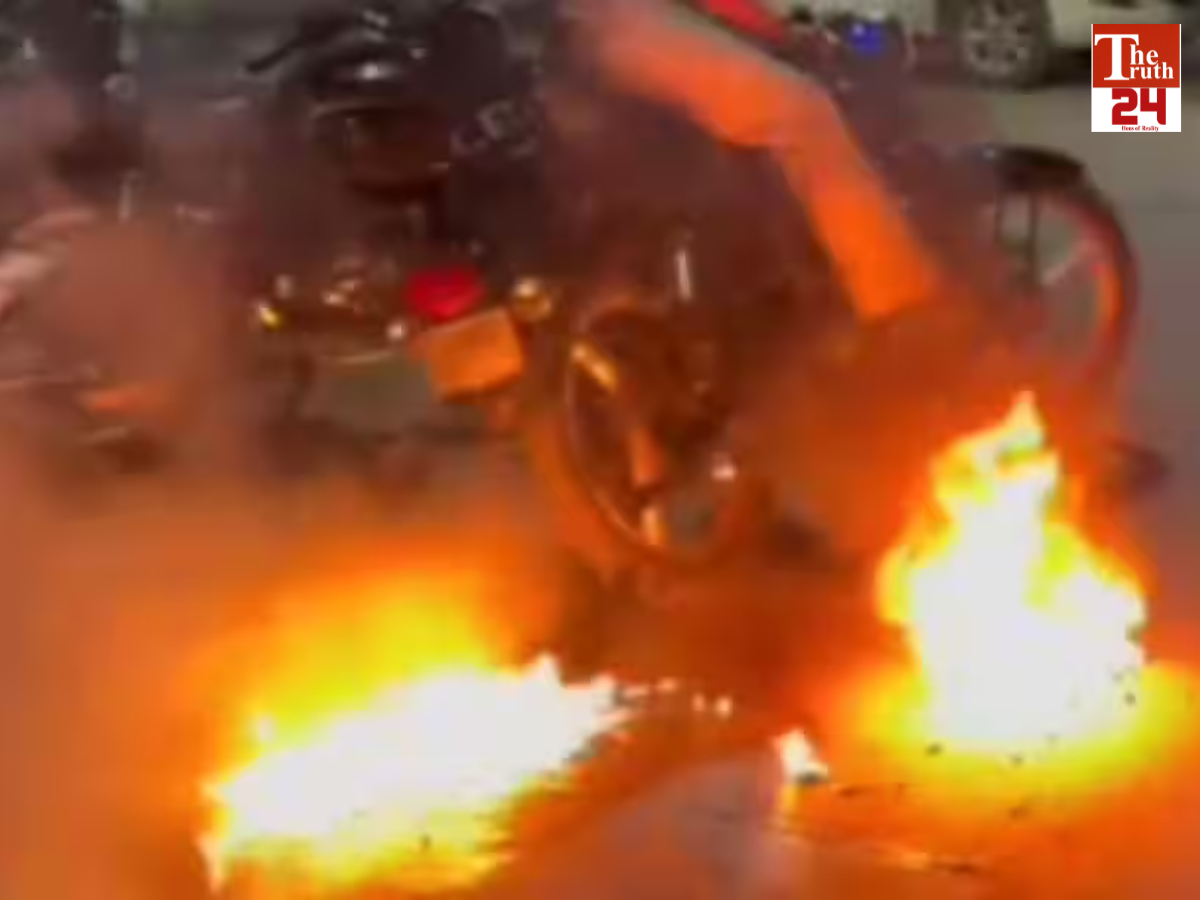 haryana bullet fire stunt viral video panipat