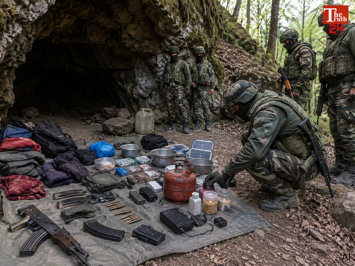 jammu kashmir found terrorist camp in jungle cave bandipora