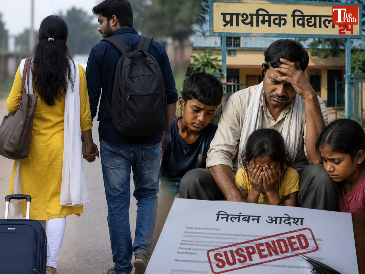 teacher left family ran away with lover suspended wajirganj