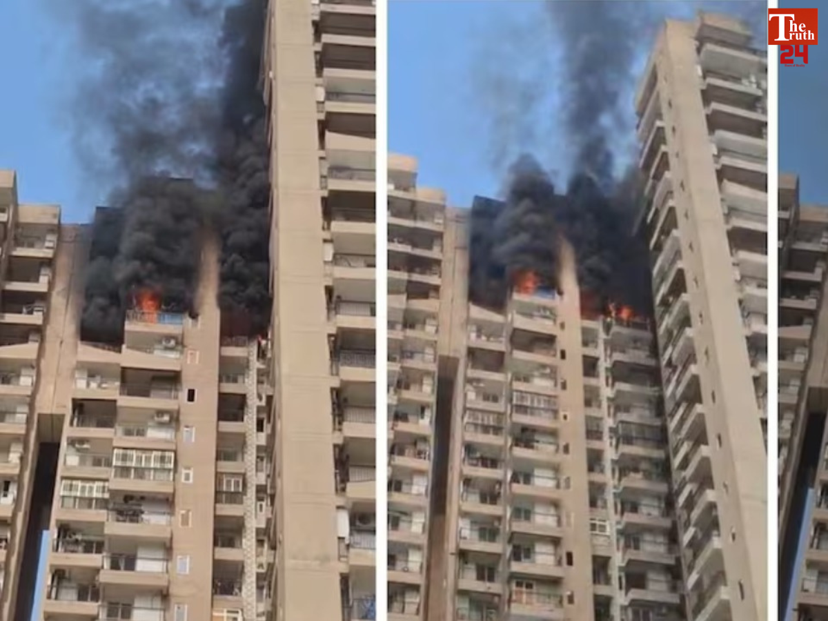 Massive fire at Aranya Society in Noida Sector 119 many flat catches blaze