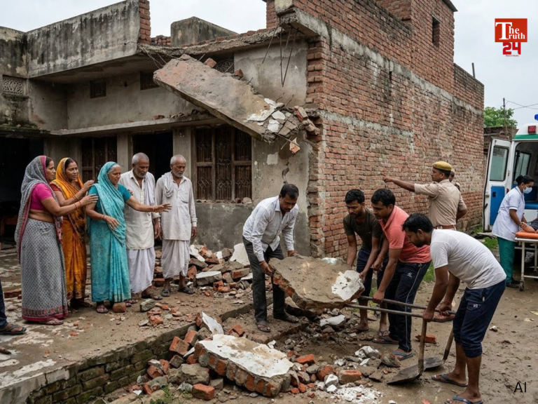 house chhajja collapse eight trapped kannauj