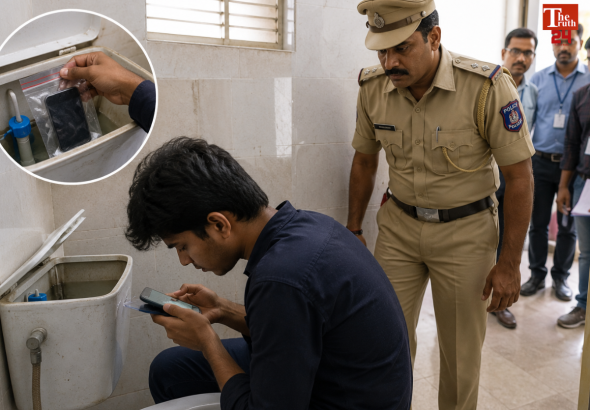 hyderabad re neet 2026 student caught cheating with mobile