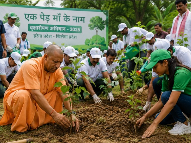 mega tree plantation drive 35 crore saplings in up cm yogi gorakhpur Ek Ped Maa Ke Naam