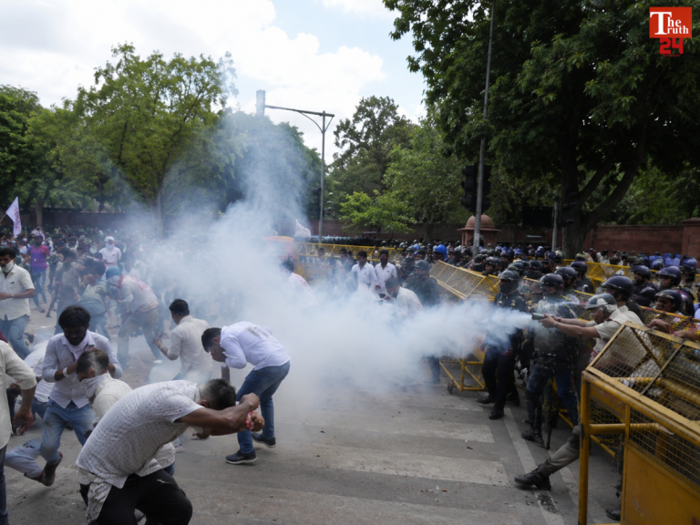 cjp protesters reach parliament tear gas sansad march
