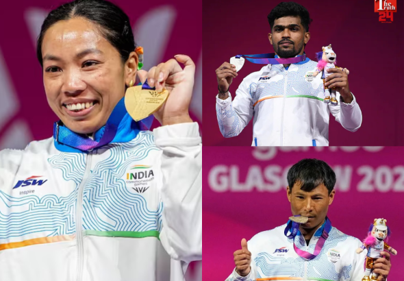 commonwealth games 2026 india mirabai chanu gold rishikant singh raja muthupandi silver