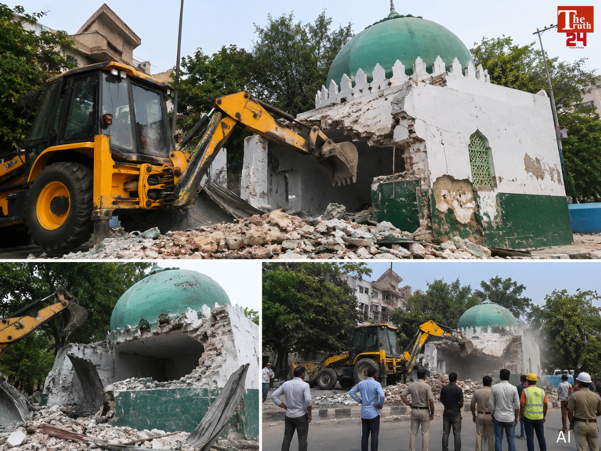 delhi dda bulldozer action Pitampura illegal mazar demolition