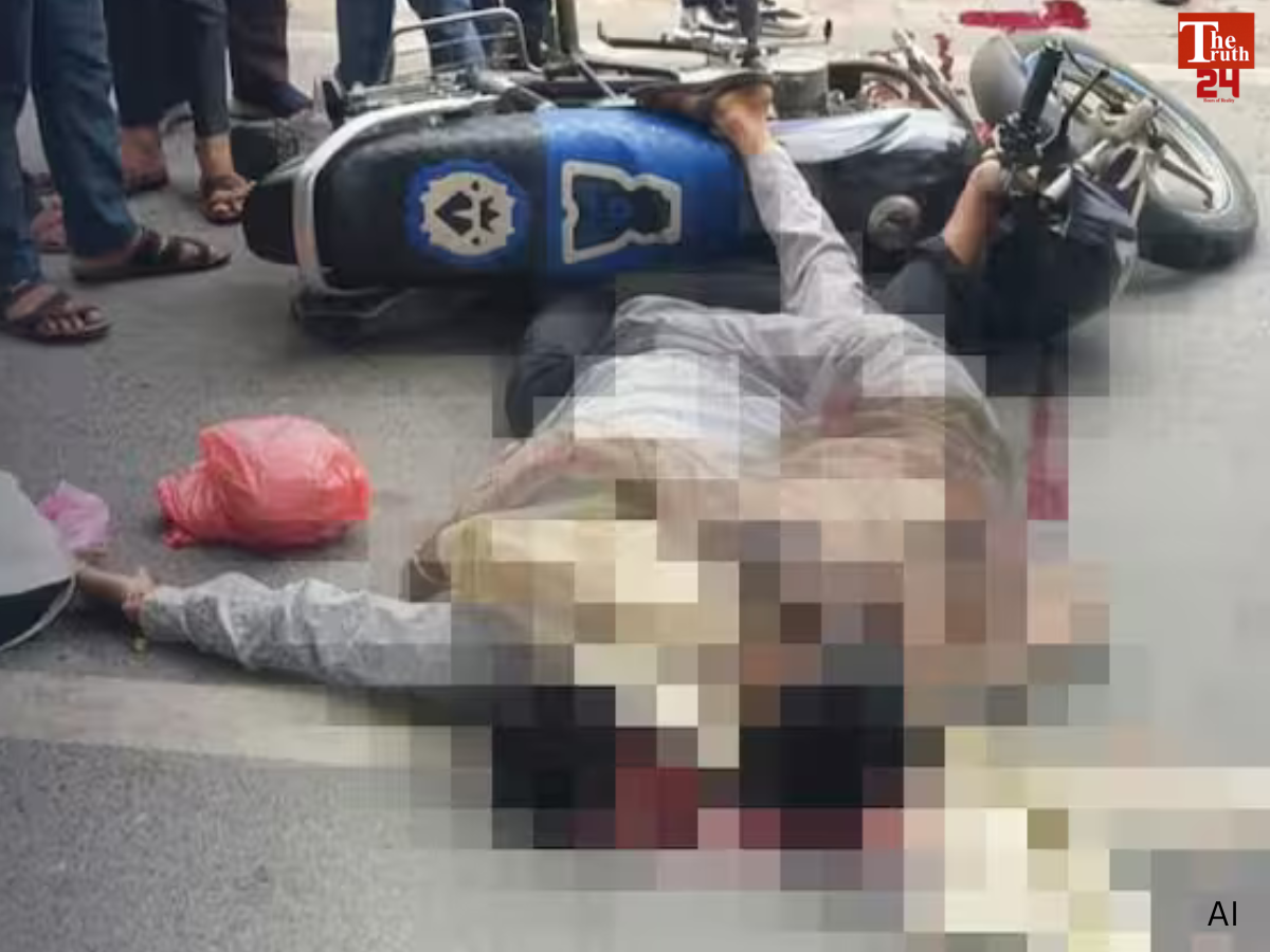 dungarpur road accident bus crushes two bike riders death