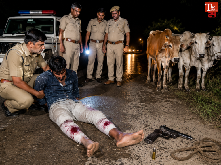 nuh police encounter cattle smuggler fired arrested haryana
