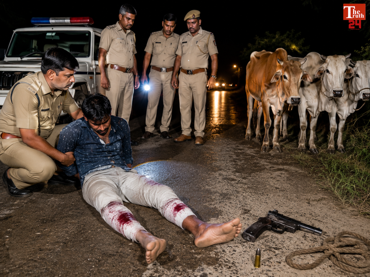 nuh police encounter cattle smuggler fired arrested haryana