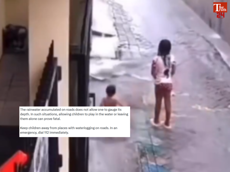 uttarakhand police share video of child open drain cctv monsoon rain alert