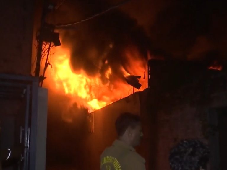 Moradabad massive fire breaks out at candle factory in krishna colony