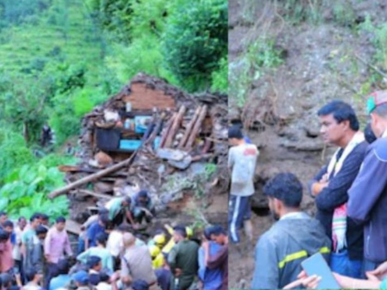house collapsed due to landslide in Lansdowne